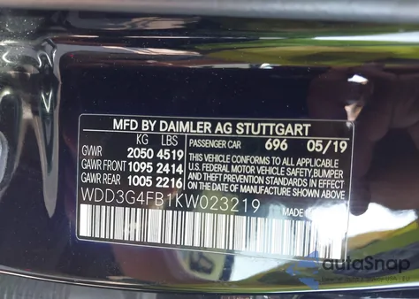 2019 Mercedes-Benz A 220 4Matic из США, поврежденный, VIN WDD3G4FB1KW023219